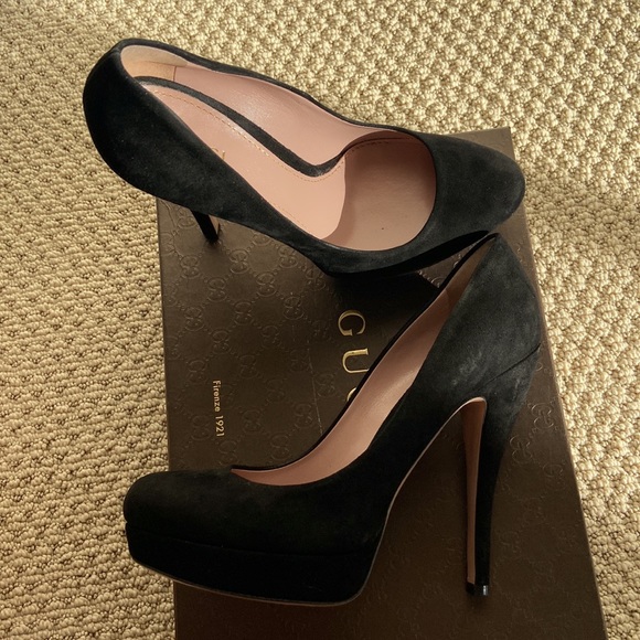 Black suede Gucci platform pump size 38 made in Italy - Picture 6 of 14